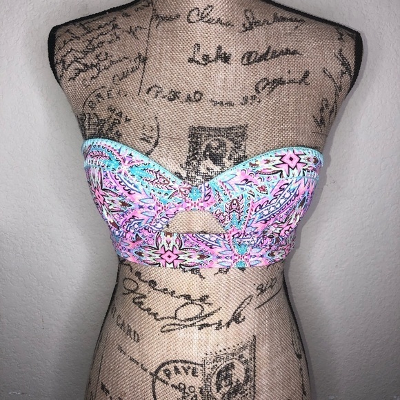 Shade & Shore Paisley Underwire Embroidered Multi Colored Bikini Top Sz 34B - Picture 2 of 6